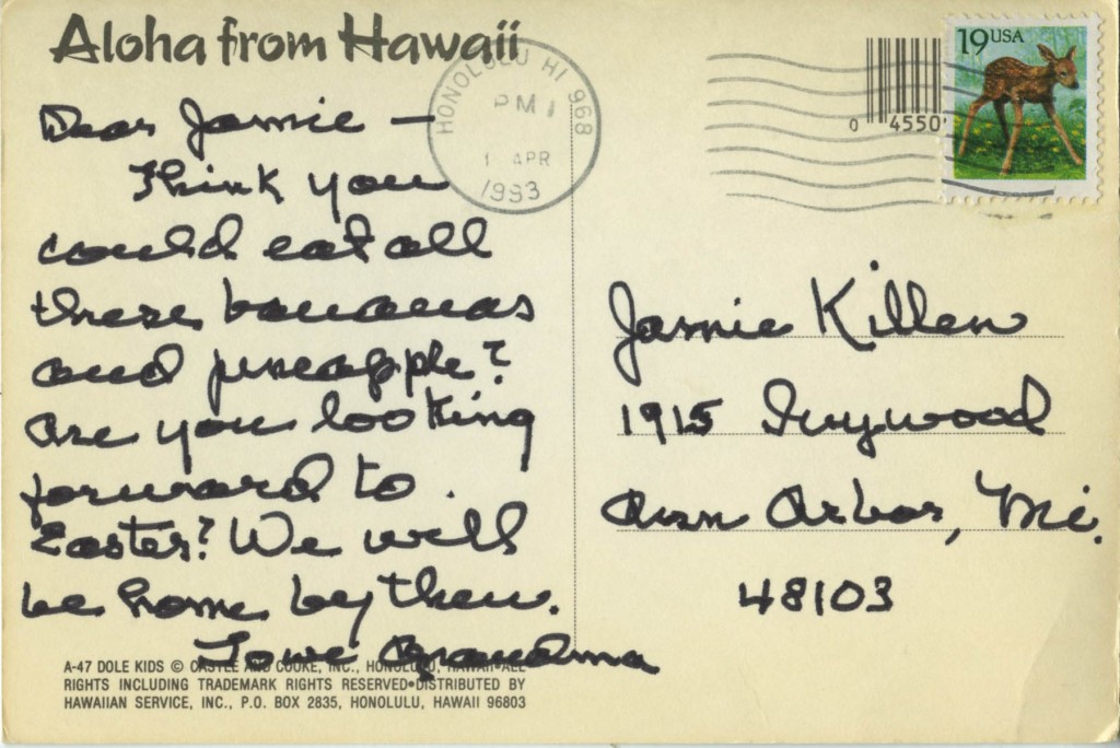 Hawaii Postcard 1993 inspiration for why I travel, why we travel, why I started tellittomewalking.com and the dímelocaminando spanish audio language learning podcast